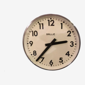 Horloge industrielle fonctionnelle brillie alu poli 24 cm gare pendule 1960 ato lepaute