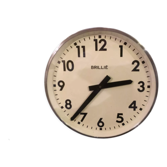 Industrial clock functional brillie alu polished 24 cm station pendulum 1960 ato lepaute