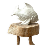 On Jan. Fish - Large Edition model in crackled white ceramic