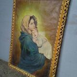 Oil painting on canvas Virgin and Child portrait 1940 - 102/72cm