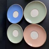 Set of 4 Villeroy & Boch Vintage 50s Cups and Saucers - Pastel & Gold
