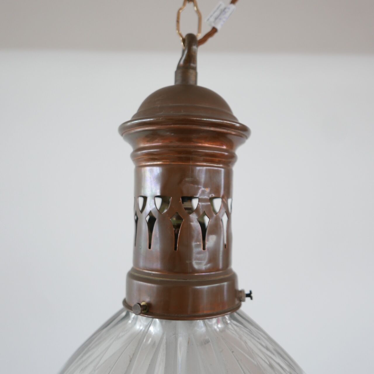 Antique french holophane pendant light