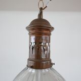 Antique french holophane pendant light