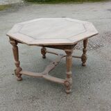 Vintage Octagonal Table in Raw Wood - Family Home Spirit