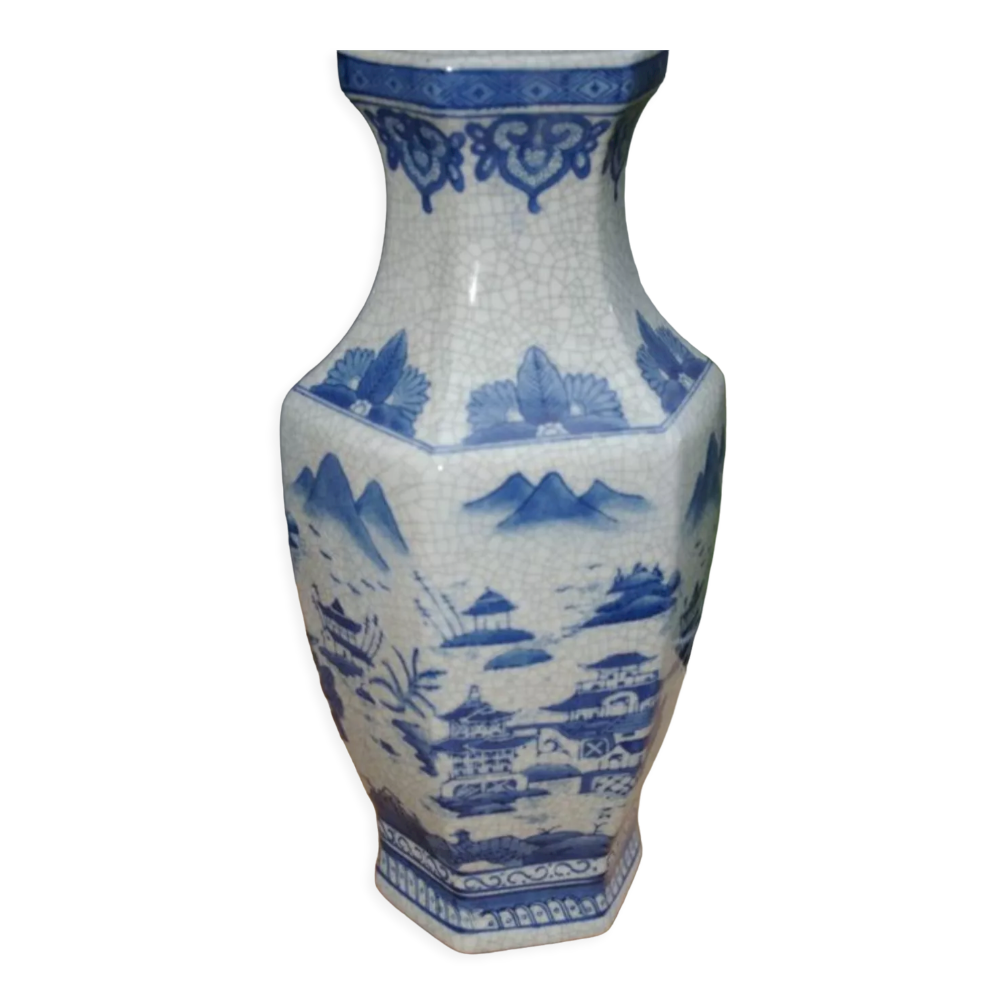 Large chinese porcelain vase cracked effect