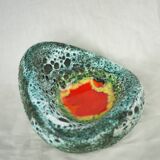 Lava and cyan foam enamel ashtray - Fat lava ceramic - 60s - 70s
