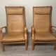 Pair of Scandinavian Bentwood Lounge Chairs in Cognac Leather, 1970s–80s