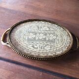 Bronze, brass and embroidery serving tray made in France