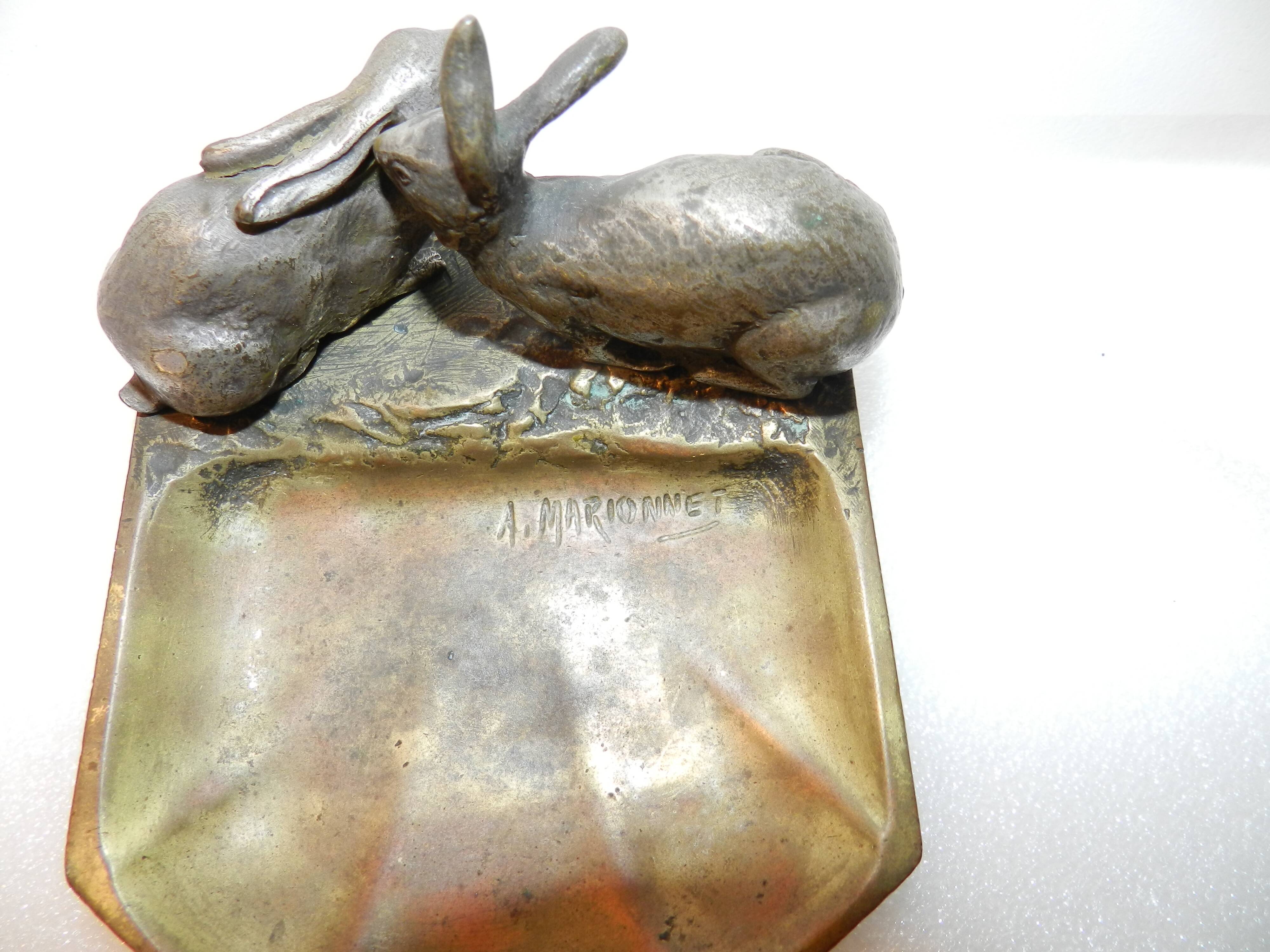 Bronze ashtray signed albert marionnet (1852-1910) art nouveau