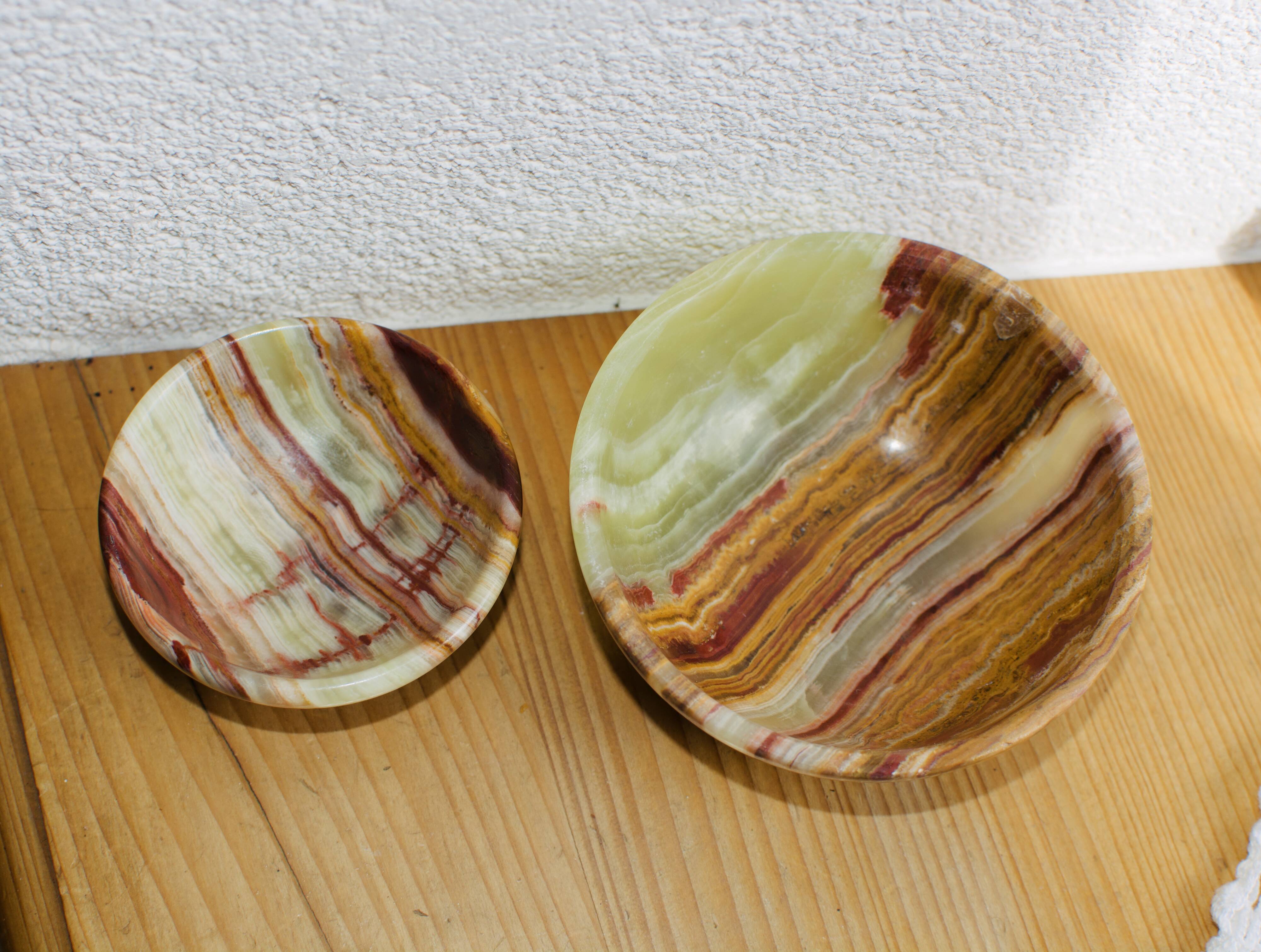 Duo of onyx marble bowls