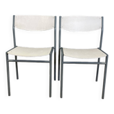 Pair of gijs van der sluis chairs white wood grey legs netherlands 1970s