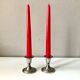 Pair of silver metal candle holders