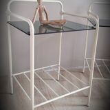 Bedside table metal glass 60s