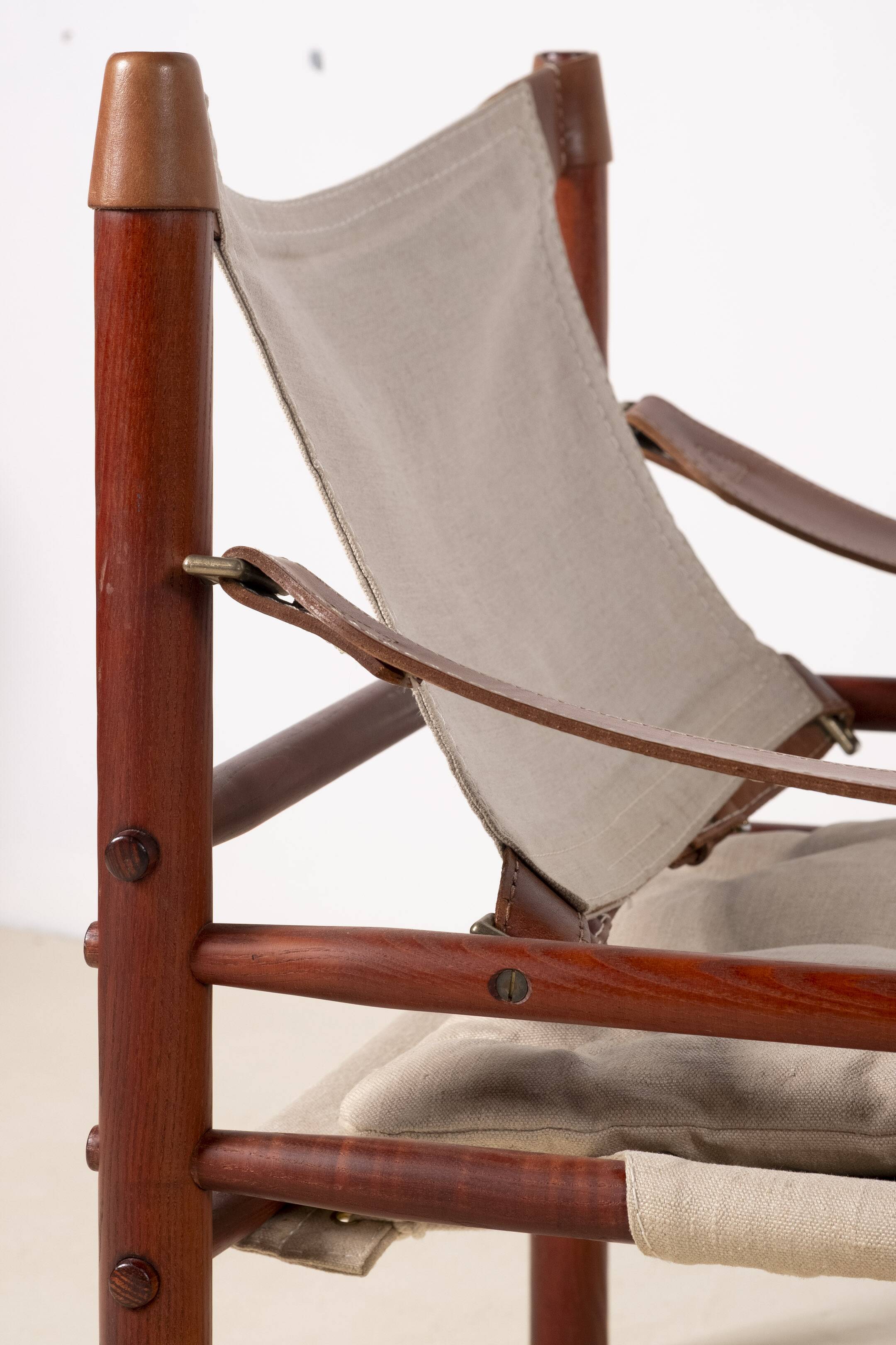 Arne Norell Sirocco Lounge Chair in Ash and Canvas, 1960s Sweden