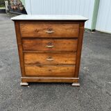 Antique 19th-century wooden chest of drawers with a marble top
