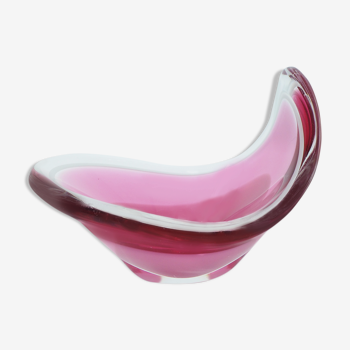 Pink glass bowl by Paul Kedelv for Flygsfors