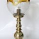 Table lamp in solid brass with a vintage 1970s glass globe.