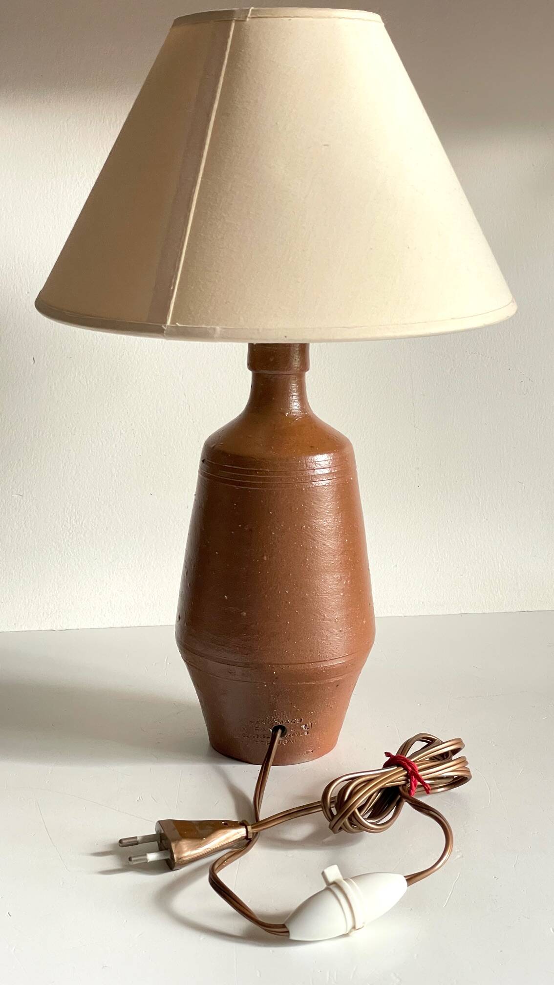 Vintage glazed stoneware lamp from Portugal.