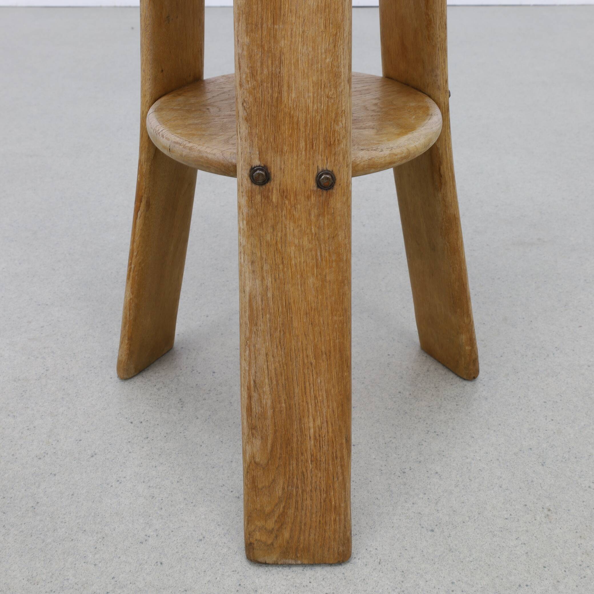 3x Barstools in solid Oak Brutalist, 1970s