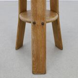 3x Barstools in solid Oak Brutalist, 1970s