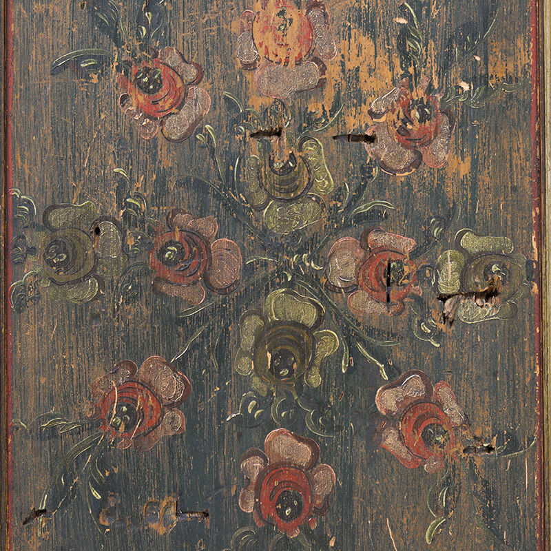 Antique Rustic Farmhouse Folk Art Painted Bridal Cabinet 1822