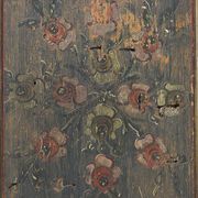 Antique Rustic Farmhouse Folk Art Painted Bridal Cabinet 1822