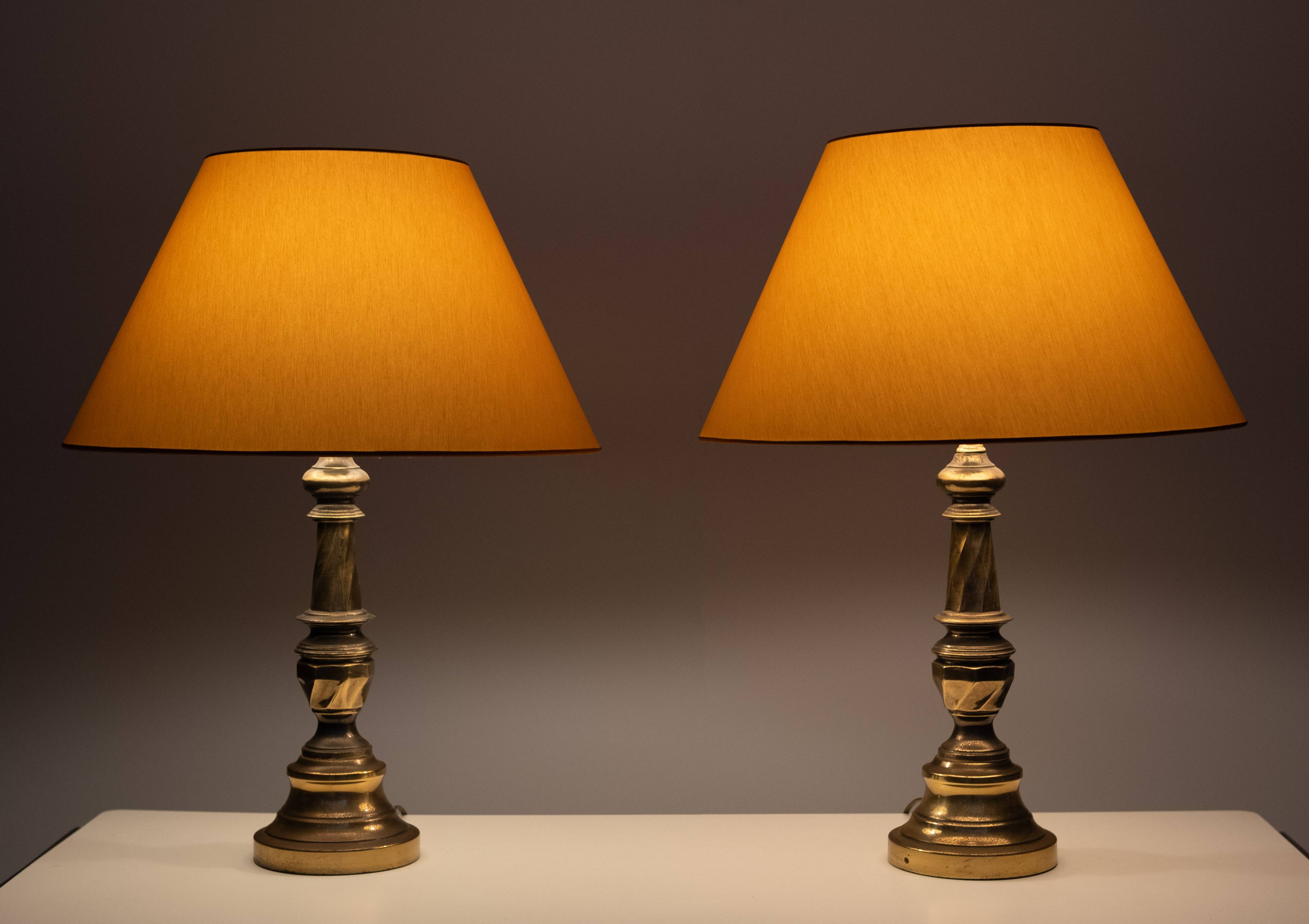 Hollywood Regency Classic Brass Table lamps 1970s France
