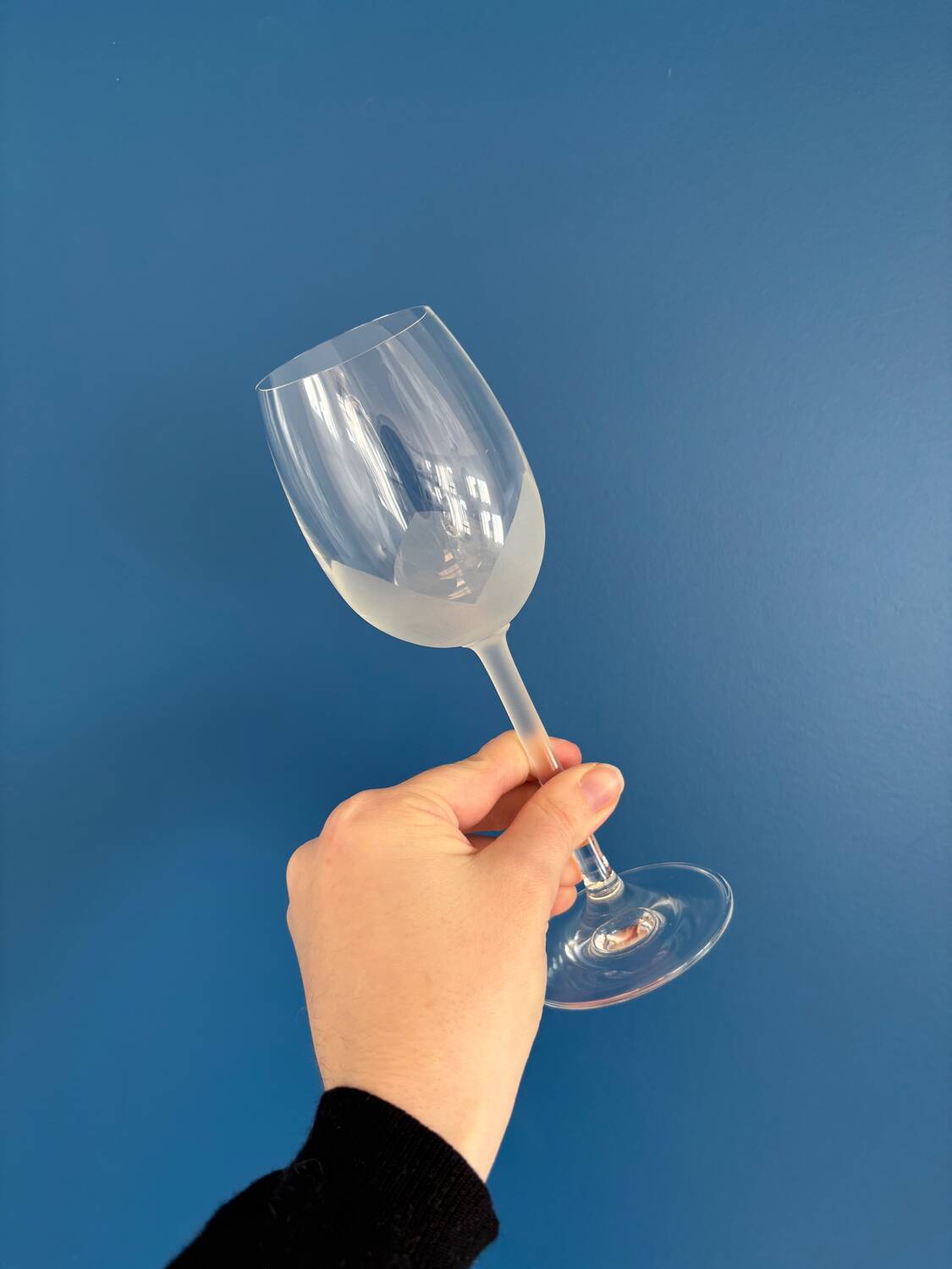 Set of 6 vintage crystal wine glasses - empoli tulip frosted stemware