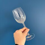 Set of 6 vintage crystal wine glasses - empoli tulip frosted stemware