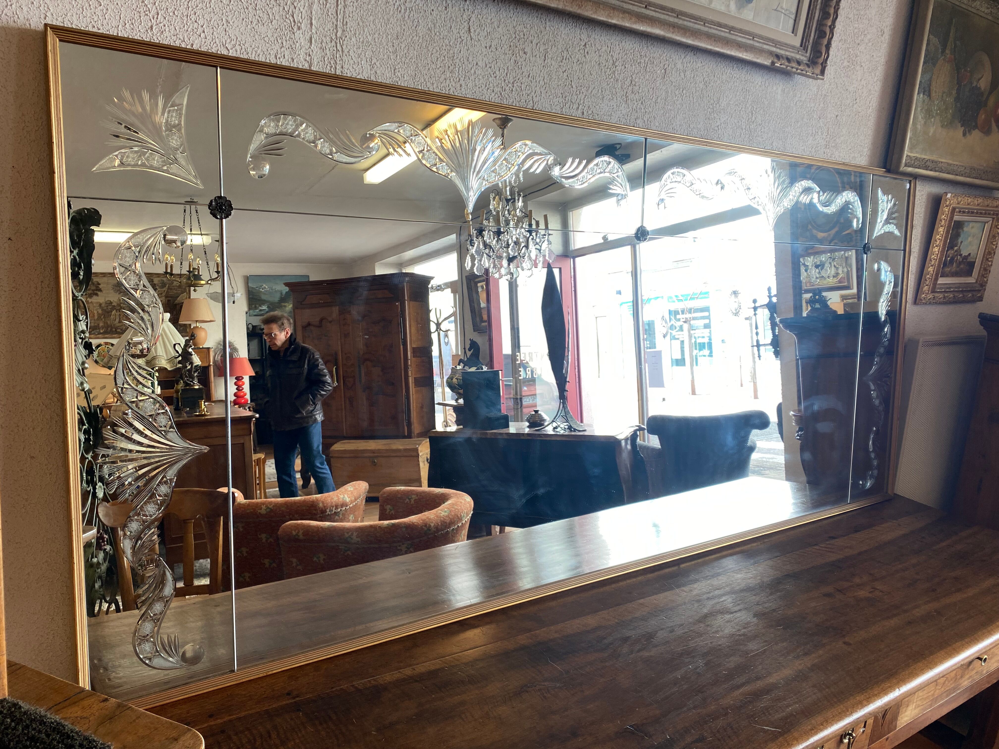 Brewery mirror, hollow engraved glass, perfect condition