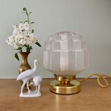 Vintage art deco globe table lamp in frosted glass