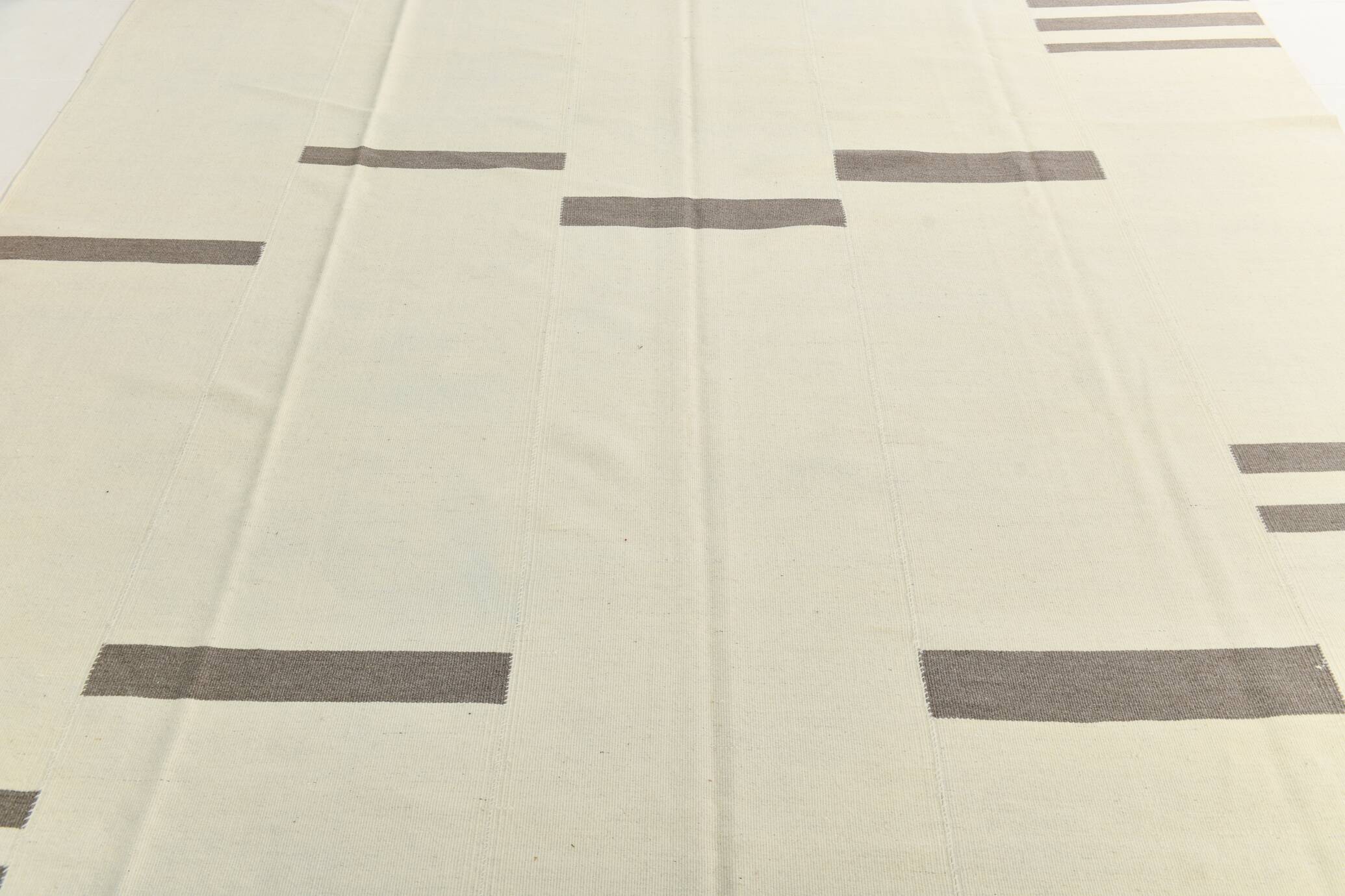 Kilim Gray Beige Ethnic Pattern Vintage Kilim Rug, 282x395Cm