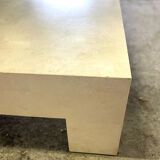 Large square inlay travertin coffee table