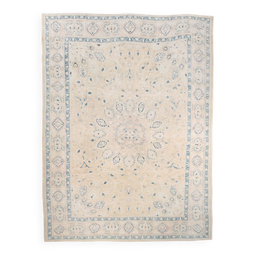 Tapis persan antique 55s bleu et pêche floral 10x13, 301x388 cm