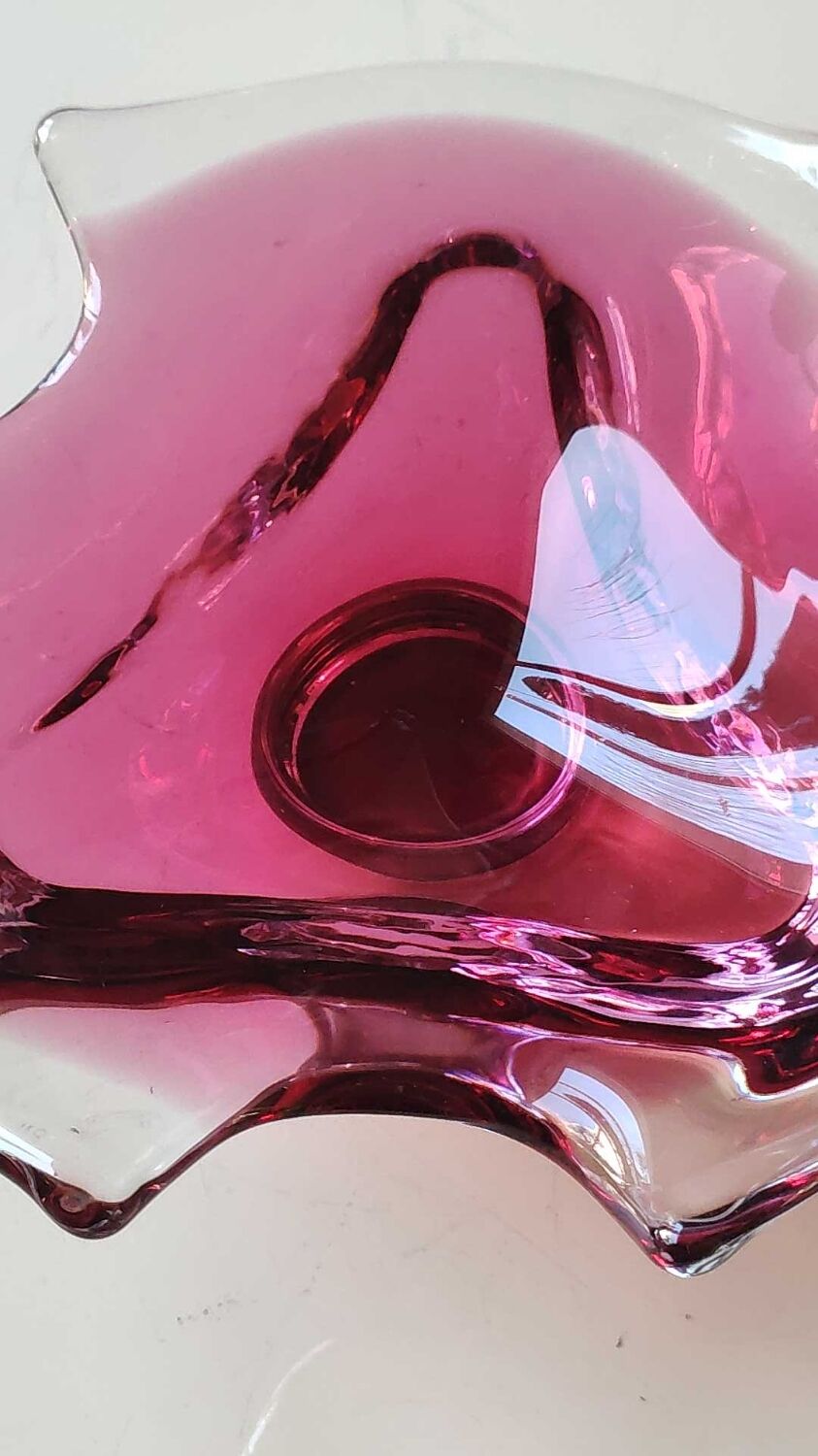 Empty pocket Murano design, blown Art glass, pink tones