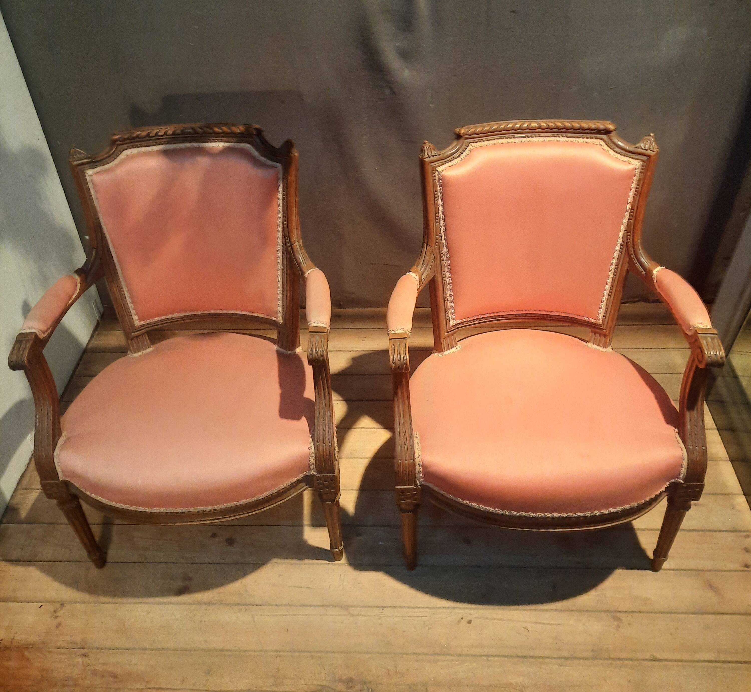 Pair of Louis XVI style armchairs