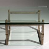 Peter Ghyczy glass coffee table with stainless steel frame Biri T29