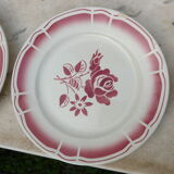 7 plates badonviller art deco red flowers