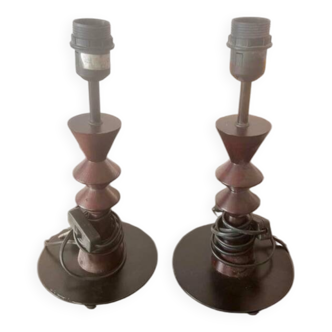 Set of vintage aluminum wood lamp bases