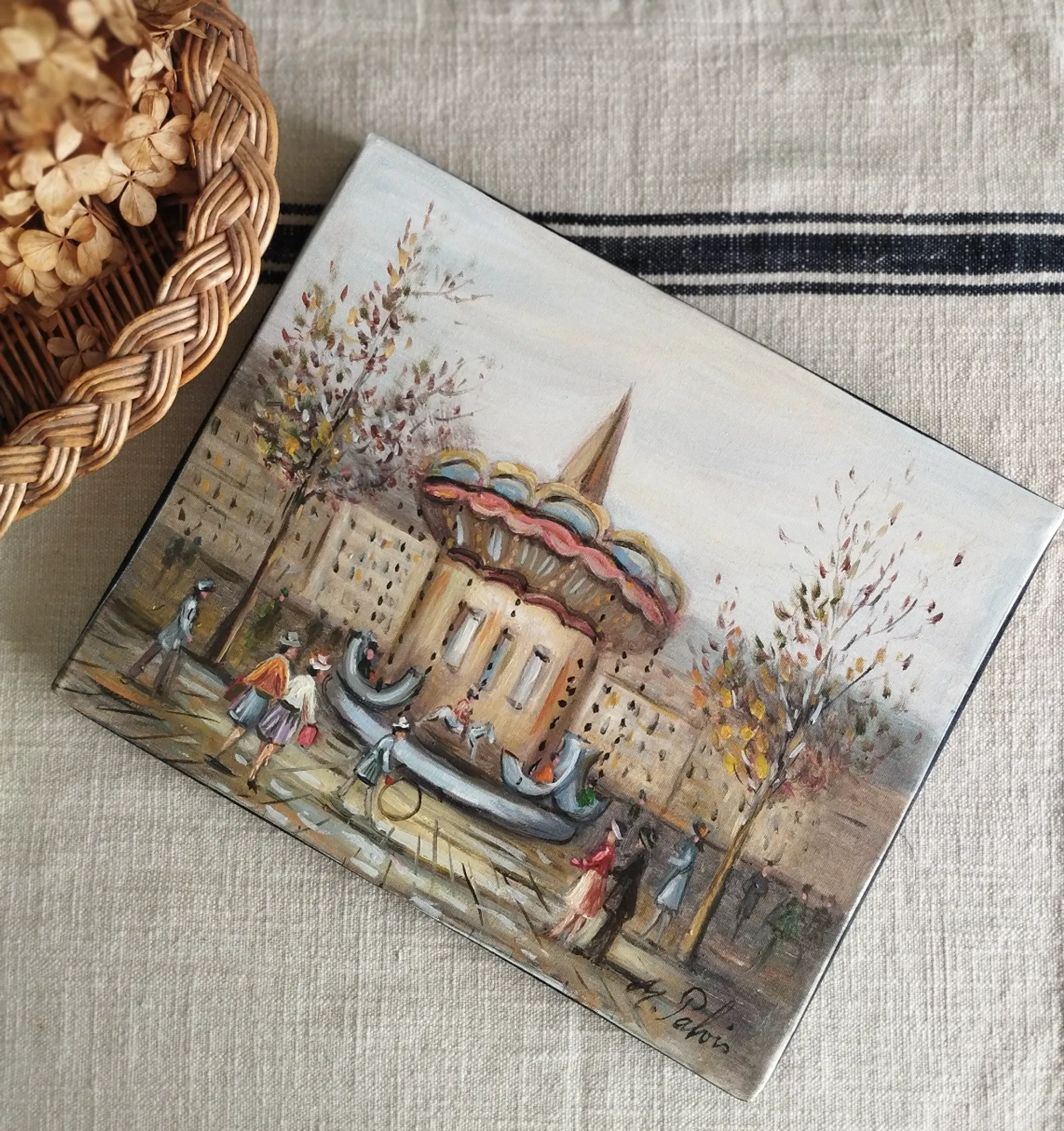 Michel Pabois - At the Paris Carousel - Oil on canvas signed.