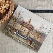Michel Pabois - At the Paris Carousel - Oil on canvas signed.