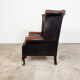 Vintage rustic dark brown leather chesterfield wingback armchair wassenaar