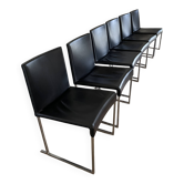 Lot de 6 chaises B&B Italia Solo – cuir noir – design Antonio Citterio