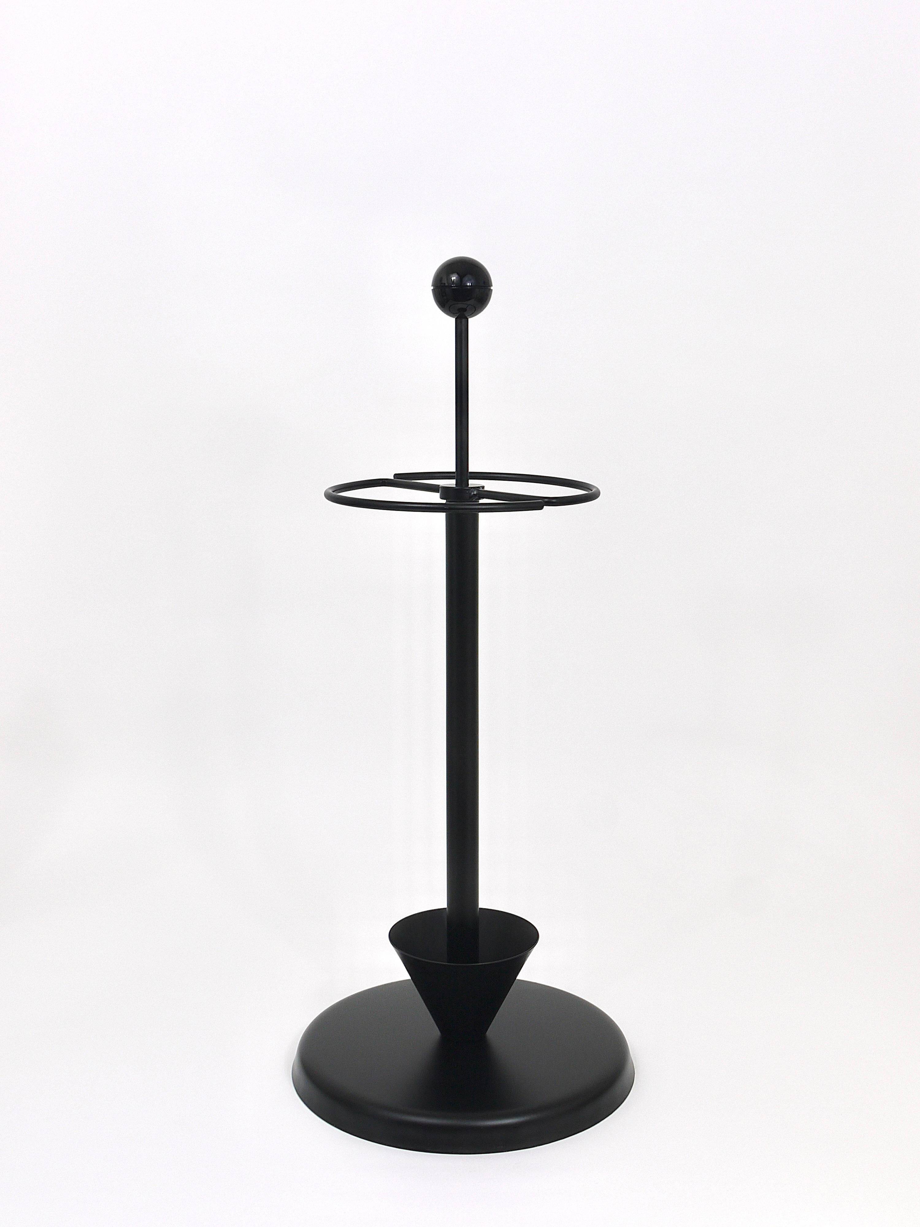 Porte-parapluie noir post-moderne Castiglioni style Memphis, Italie, années 1980