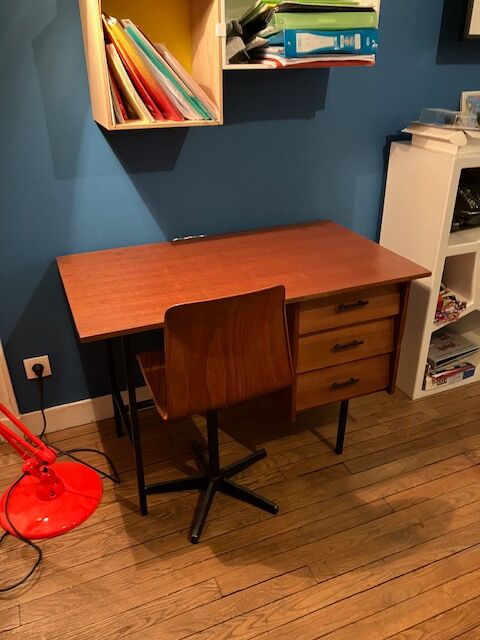 Vintage desk 60s wood and metal