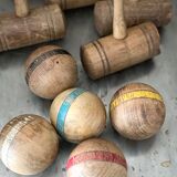 Old wooden croquet game