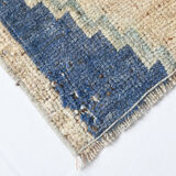1X2 Blue vintage door mat rug, 1x2 Blue door mat rug, 2.7x1.5 Ft