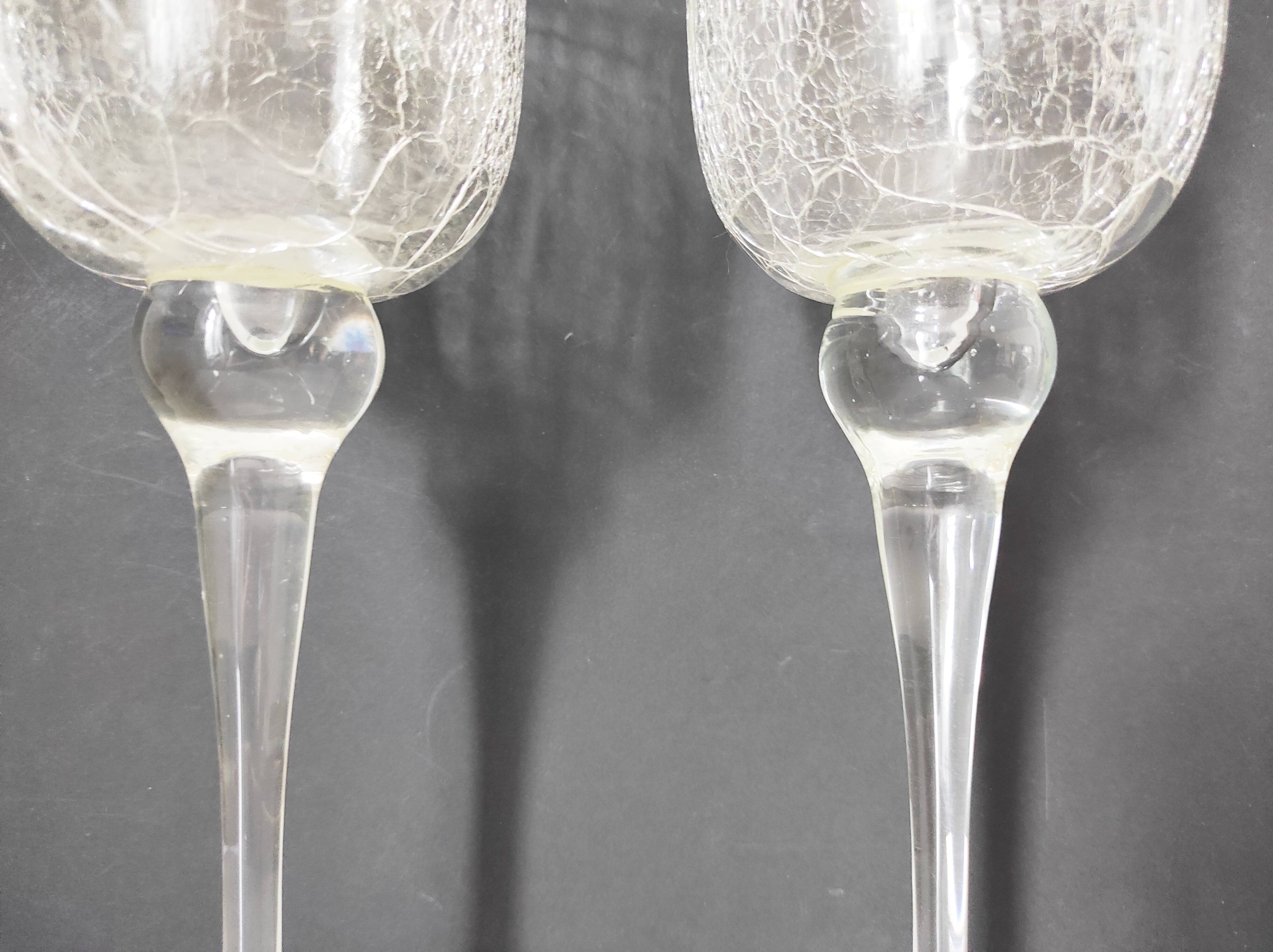 Two cracked glass lanterns 30.5 cm