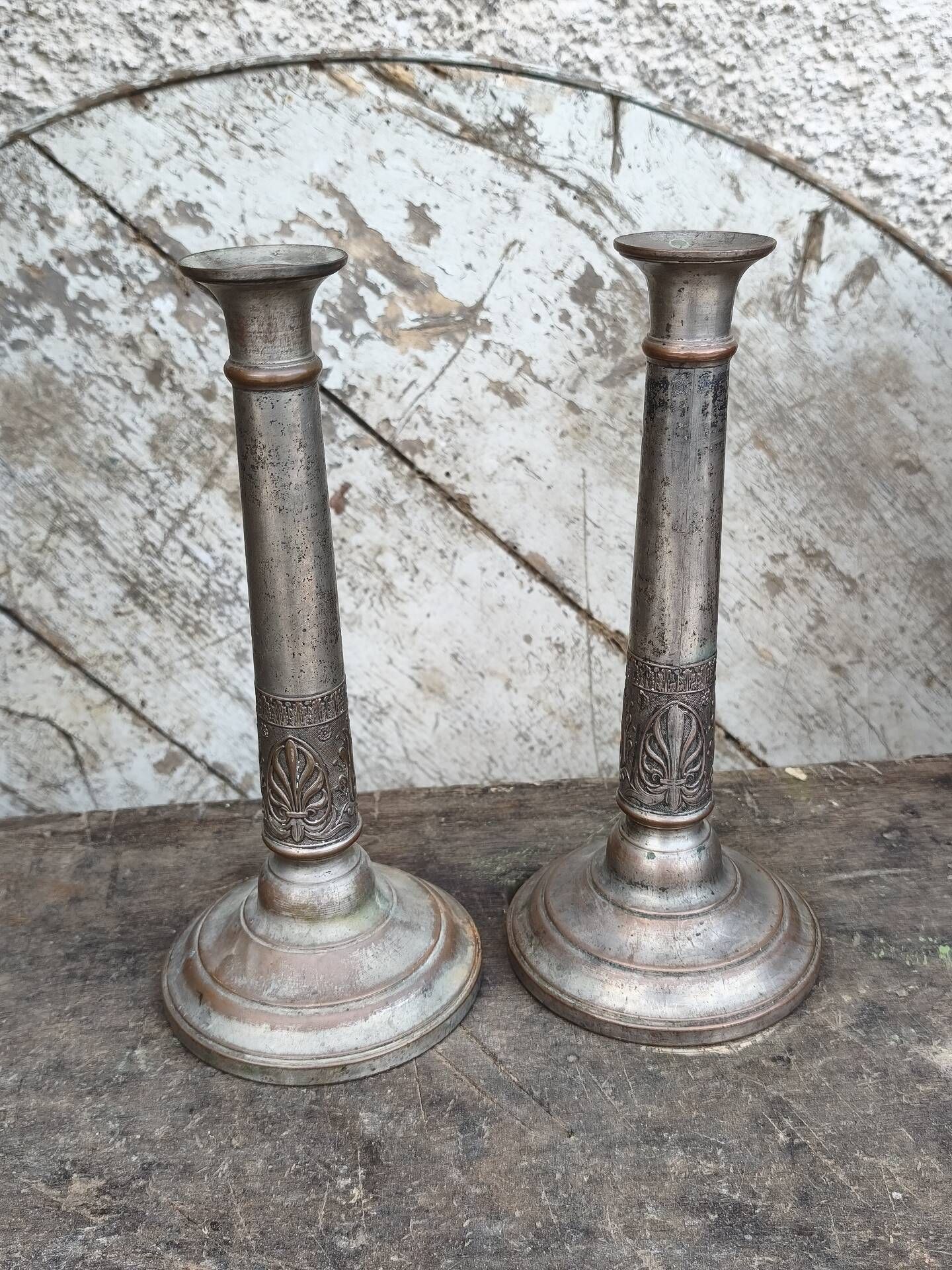 Pair of 19th-century copper candlesticks