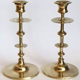Duo of brass candle holders